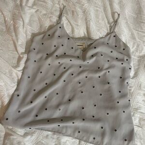 L'AGENCE Light Gray Silk Polka-Dot Cami